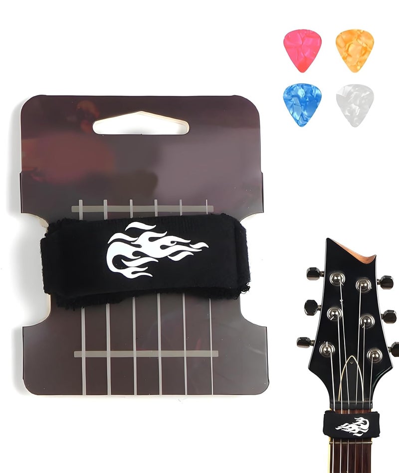 QuickHaven Guitar Fret Wrap and 4pcs Guitar Picks, Fret Wrap, Cool atterns Guitar Accessories, Muter Parts Accessories for Guitar Enthusiast - Image 1