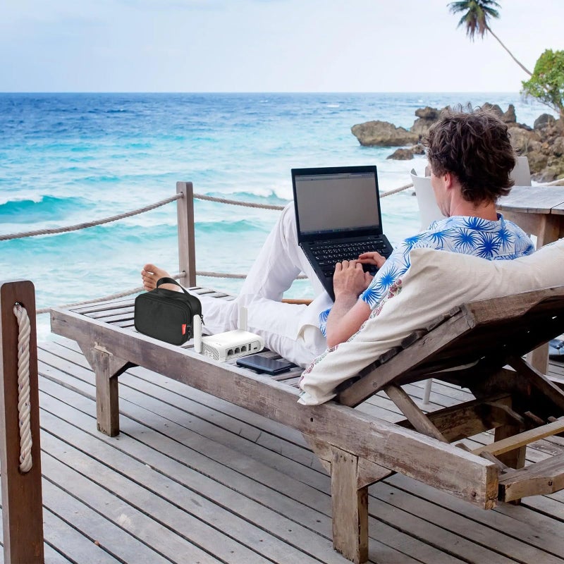 Homakover Travel Router Case for GL.iNet GL-MT3000/ GL-AXT1800/ GL-SFT1200/ GL-A1300/ TP-Link AX1500 Travel Routers, Portable WiFi Storage Holder,Waterproof Anti-Scratch Carrying Bag with Pocket For Accessories - Image 5