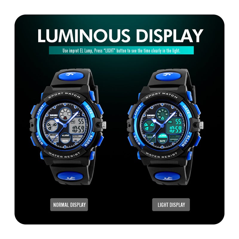 SKMEI 1163 Watches Kids Outdoor Sports Children Watch Digital Quartz Wristwatch for Boys Girls Watches with PU Strap Band Alarm LED Luminous Waterproof Date Shock Resistance Wearable Accessories - Image 2