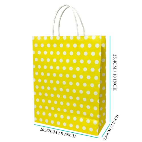 Aakriti Paper Gift Bags with Handles Polka Dot Paper Party Favor Bags for Kid’s Birthday Baby Shower Wedding Festivals Holiday Party (10 x8x3 Inch (Pack of 25), Gift Bags Polka Dot Yellow) - Image 3