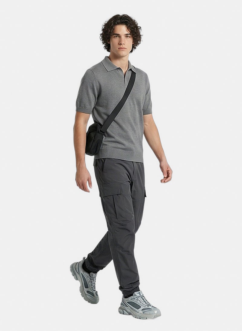 RAVIN Men'S Premium Knit Johnny Collar Polo In Heather Grey - Image 3