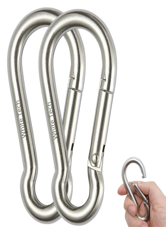 حلقة تسلق فولاذية ممتازة من وايت تك M12، مشبك خطاف من الفولاذ المقاوم للصدأ 304، حلقة تسلق متينة مزودة بنابض، حلقة تسلق للتأرجح، وصلة سريعة، سلسلة مفاتيح، تخييم، مشي لمسافات طويلة، سفر (عبوة من قطعتين) - Image 1
