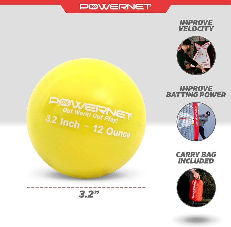 PowerNet 3.2" 6 Pack Weighted Training Balls for Hitting Batting, Build Strength & Muscle, Improve Technique, Training Equipment for Throwing, 12 to 20 oz Softball Size Weighted Balls - Image 3
