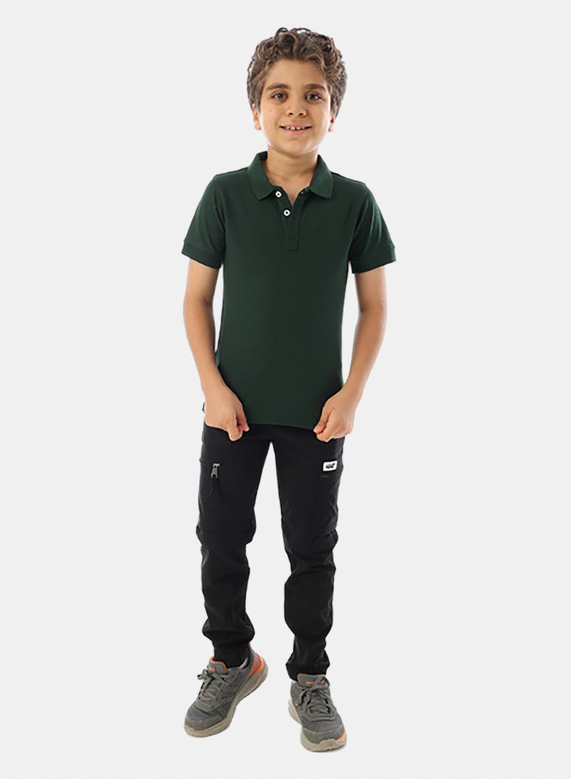 Andora Short Sleeves Pique Boys Polo Shirt - Dark Olive - Image 5