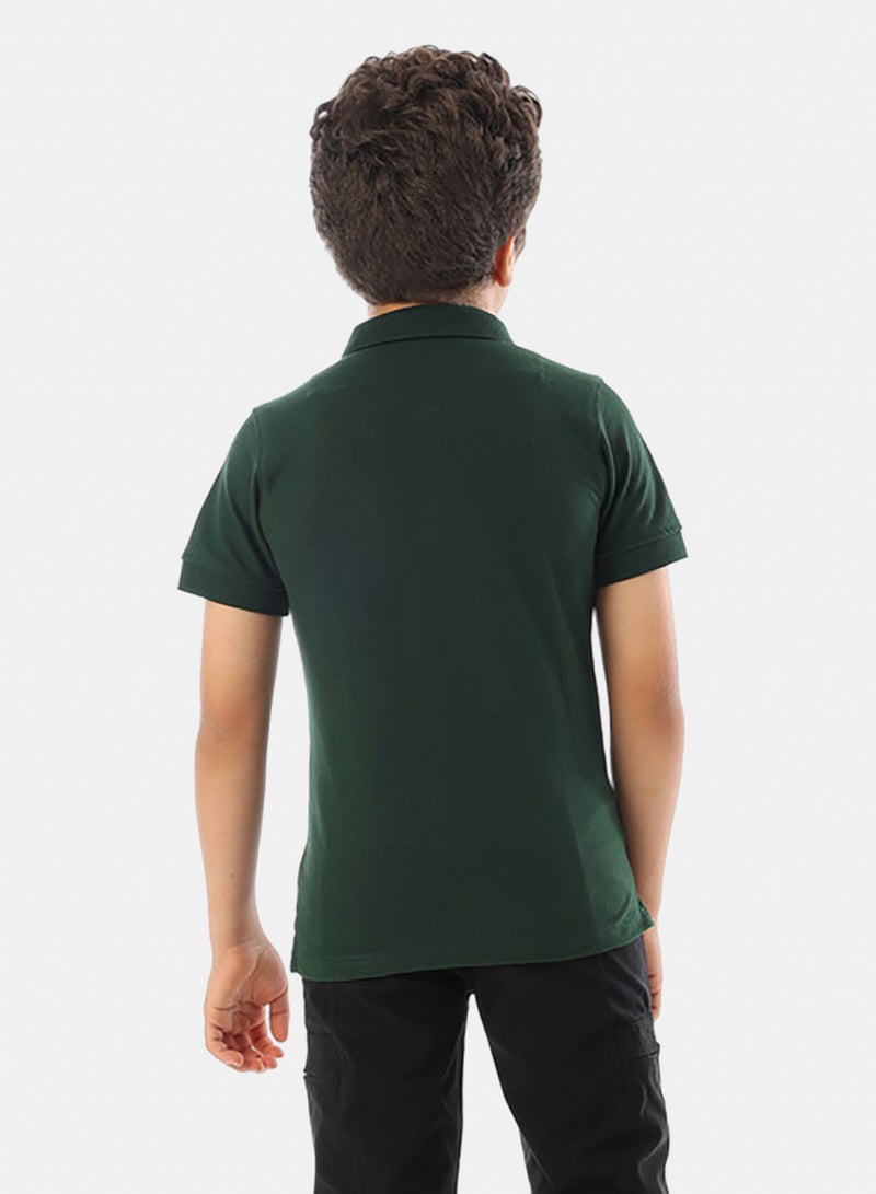 Andora Short Sleeves Pique Boys Polo Shirt - Dark Olive - Image 3