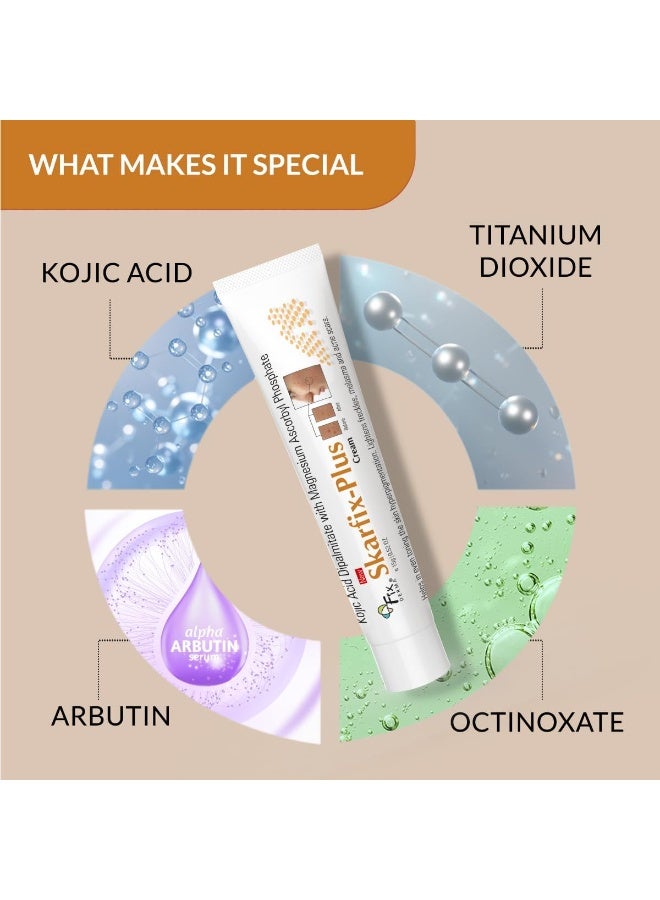 Fixderma 2% Kojic Acid + 1% Arbutin Skarfix-Plus Scar Removal Cream | Hyperpigmentation Removal Cream and Acne Scars Removal Cream | Helps to Reduce Melasma- 15gm (Pack of 2) - Image 4