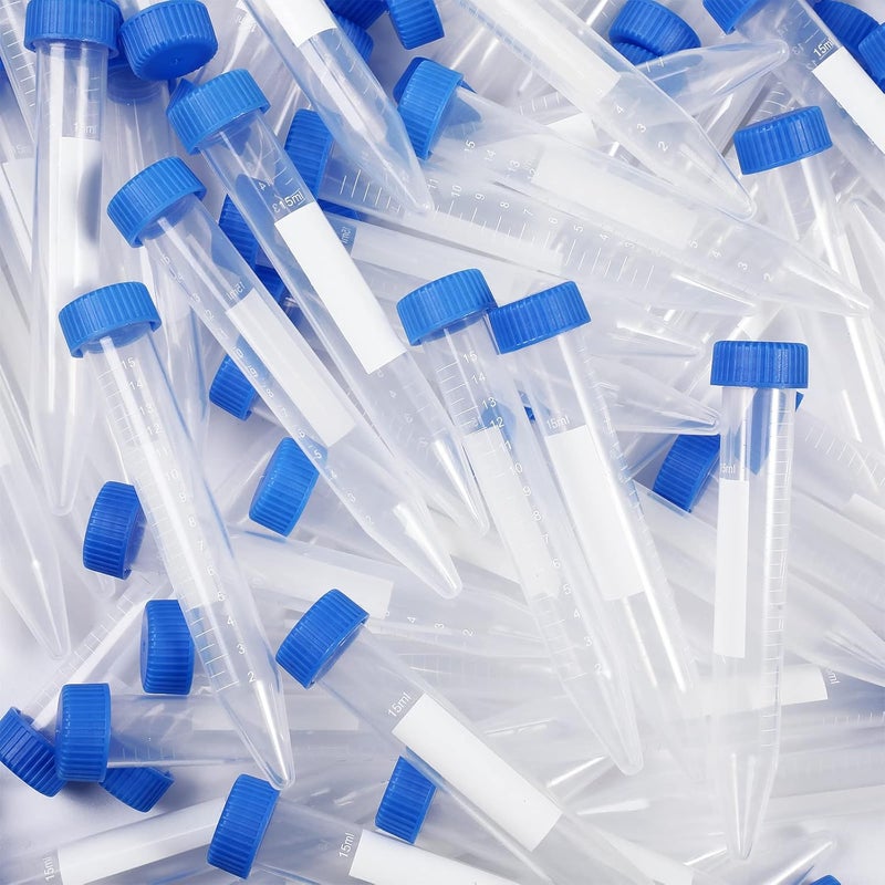 Konohan 200 Pack Conical Centrifuge Tubes 15ml, Sterile Plastic Test Tubes with Screw Caps, Polypropylene Conical Container Microcentrifuge Tube with Graduated Marks and Conical Bottom - Image 1