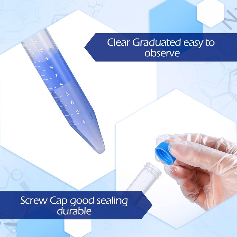 Konohan 200 Pack Conical Centrifuge Tubes 15ml, Sterile Plastic Test Tubes with Screw Caps, Polypropylene Conical Container Microcentrifuge Tube with Graduated Marks and Conical Bottom - Image 3