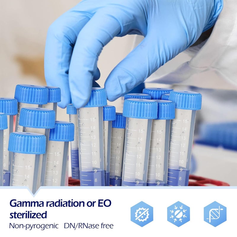 Konohan 200 Pack Conical Centrifuge Tubes 15ml, Sterile Plastic Test Tubes with Screw Caps, Polypropylene Conical Container Microcentrifuge Tube with Graduated Marks and Conical Bottom - Image 5