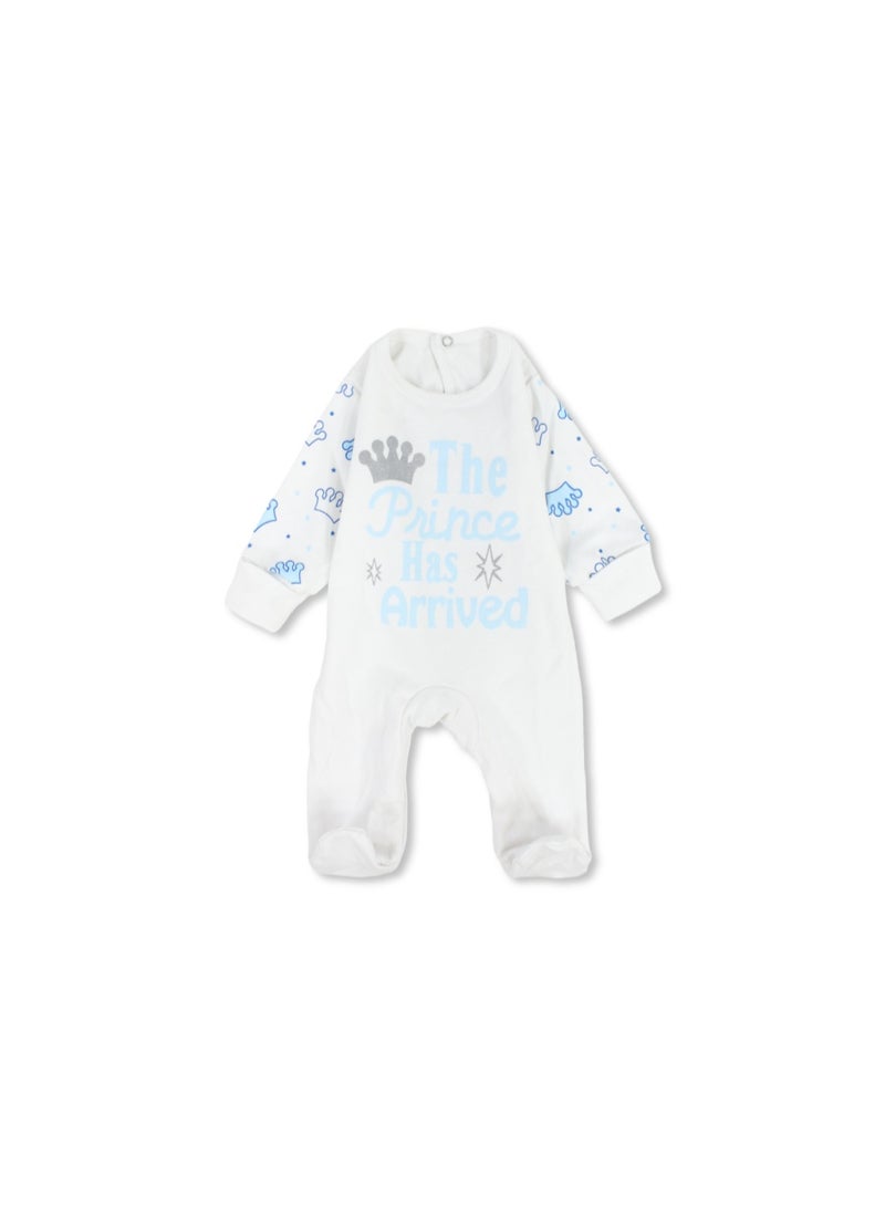 Berceau Cotton Baby Footie with "Prince" Print - Image 1