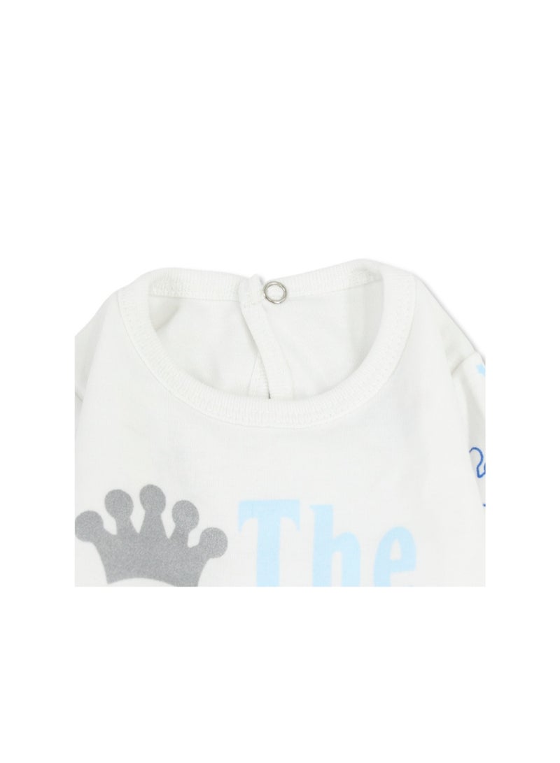 Berceau Cotton Baby Footie with "Prince" Print - Image 3