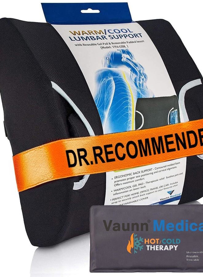 Vaunn وسادة دعم الظهر القطني الطبية مع وسادة جل دافئة/باردة وإدخال صلب قابل للإزالة - Image 1