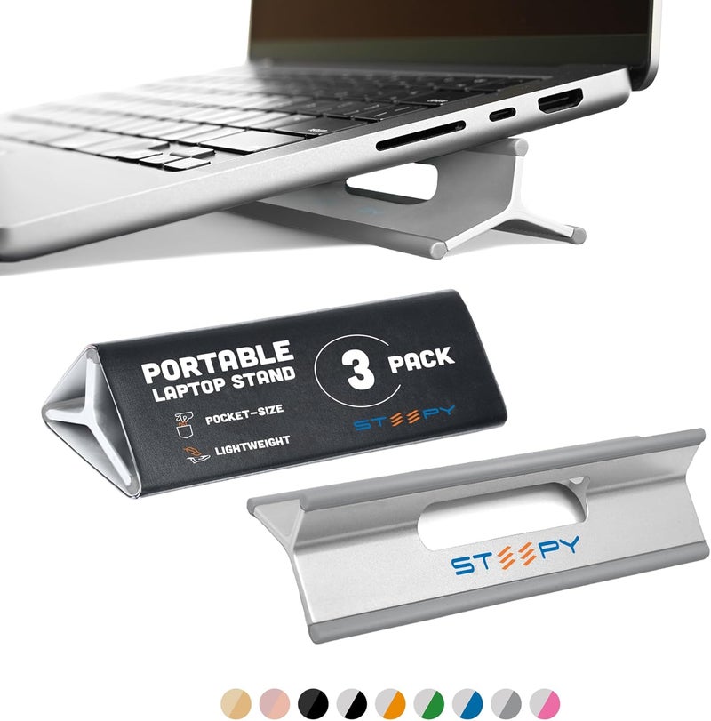 Steepy Adjustable Laptop Stand for Desk - 3 Heights Computer Stand - Portable Laptop Riser - Image 1