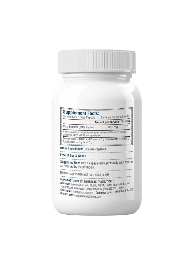 Biotrex Nutraceuticals Inositol 650mg, Essential for nerve function - 60 Capsules - Image 2