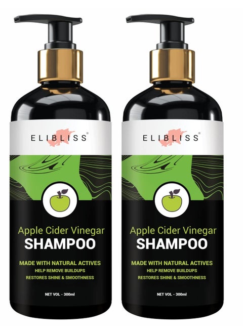 ELIBLISS Apple Cider Vinegar Shampoo Anti Breakage Hair Growth Damage Control Free from Paraben Mineral Oil 300 ml Pack Of 2