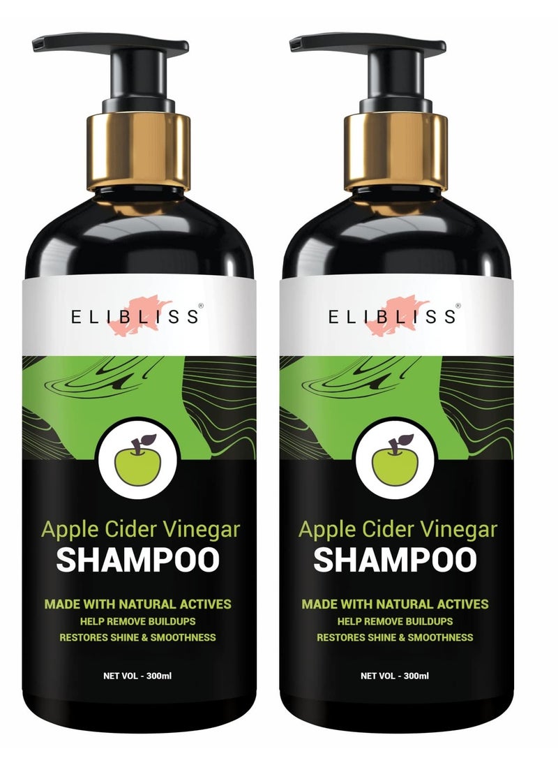 ELIBLISS ELIBLISS Apple Cider Vinegar Shampoo Anti Breakage Hair Growth Damage Control Free from Paraben Mineral Oil 300 ml Pack Of 2  - Image 1