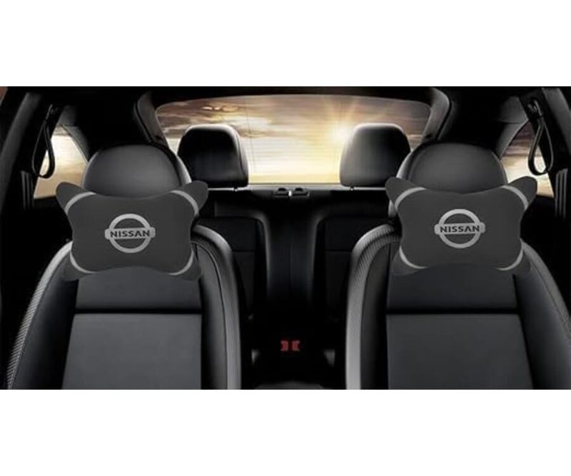 نيسان قطعتان مسند رأس للسيارة بشعار – مخدة رقبة مريحة للقيادة الطويلة