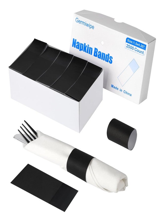 Germiwipe 2500Pcs Black Napkin Bands,Easy to Separate, Time-Saving,Paper Napkin Rings Self-Adhesive,Silverware Wraps Bands,Perfect for Birthday Parties, Weddings, Family Reunion & Events - Image 1