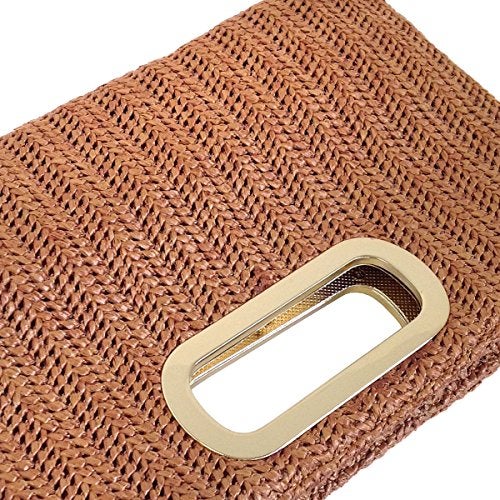 JNB Top Handle Straw Clutch (Tan) Large - Image 4