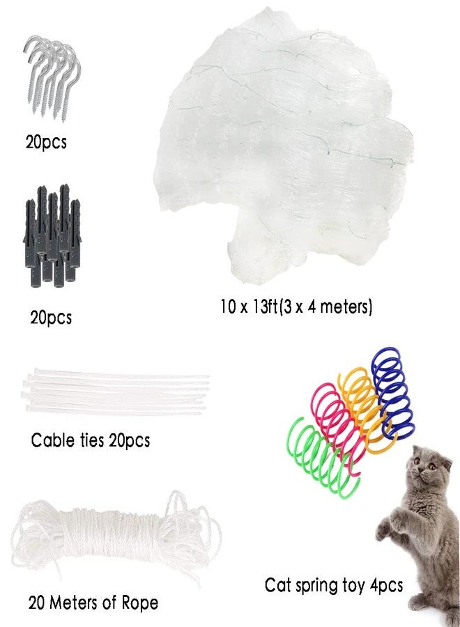 Piowet Cat Balcony Net Cat Netting Balcony Rail Net Cat PET Balcony Anti Fall Netting Cat Fence Nets Transparent Nylon Pet Mesh Fence Anti Fall Netting for Balcony Window Stairs (10 * 13ft, White) - Image 3