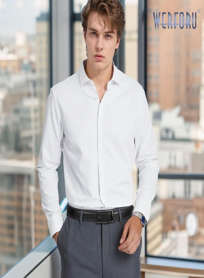 وير فور يو حزام رجالي رسمي من الجلد من WERFORU، حزام جلدي قابل للتعديل - حزام أسود بسقاطة للمناسبات الرسمية وغير الرسمية (أسود، مقاس الخصر من 44 إلى 50 بوصة) - Image 2