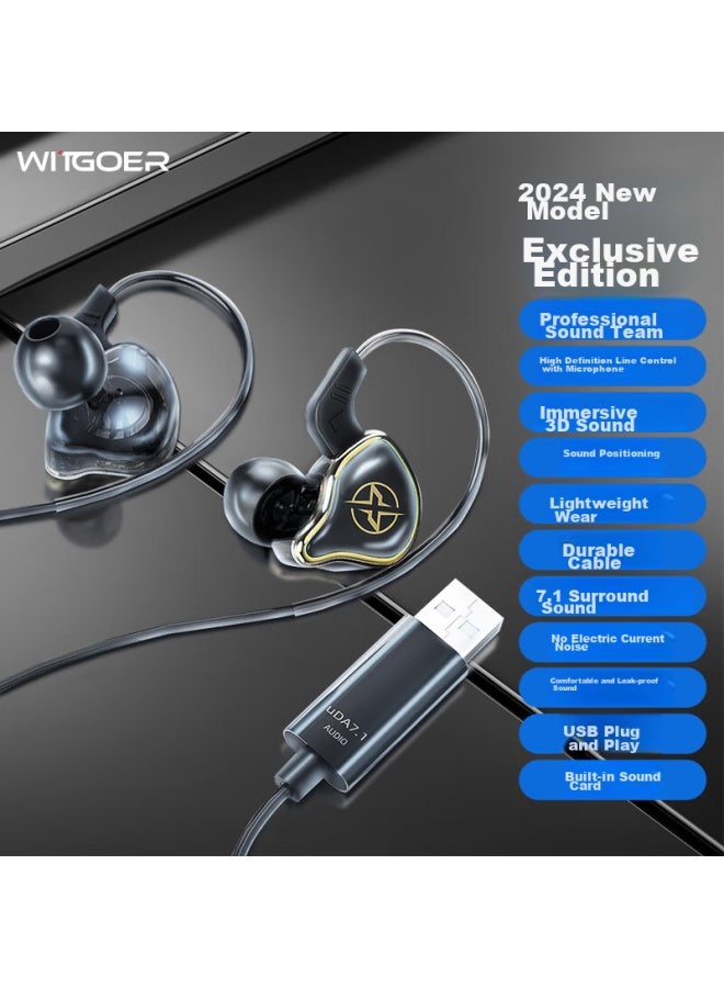 Witgoer Computer Headset With Microphone, Two-in In-ear Usb Interface Microphone, For Desktop And Laptop, Wired Gaming - Image 1