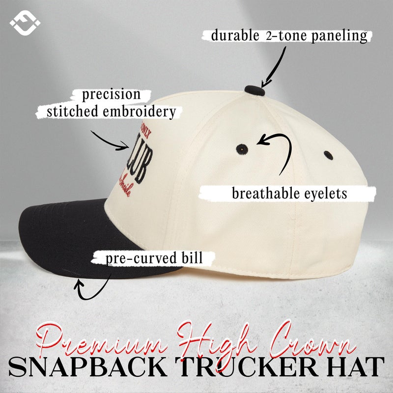 Funky Junque 'Resting B Face' Funny Trucker Hat for Women Vintage Embroidered Cute Adjustable Snapback Baseball Cap - RBF Club - Beige/Black - Image 3