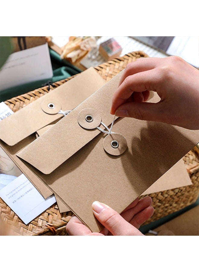 Generic 20 Pieces Kraft Paper Envelopes with Button and String Closure Vintage Pockets for Mail, Postcards, Bills, Invitations Brown, 6.7x4.5 Inch  - Image 2