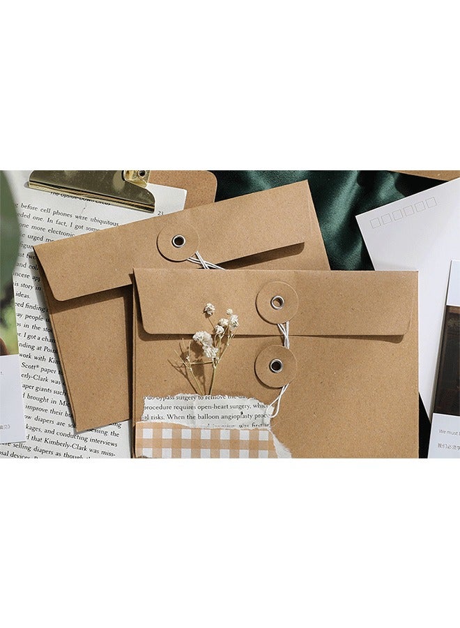 Generic 20 Pieces Kraft Paper Envelopes with Button and String Closure Vintage Pockets for Mail, Postcards, Bills, Invitations Brown, 6.7x4.5 Inch  - Image 3