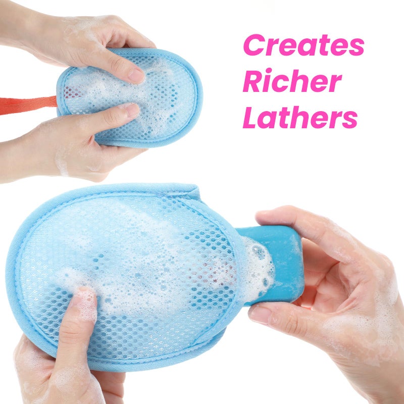 APLZGMG 4 Pcs Mesh Soap Bag, Exfoliating Soap Pouch, Soaps Loofah Pouch for Women and Men, Bar Soaps Scrubber Pouches for Shower Bathing Accessories (Blue, Pink, Green, Khaki) - Image 5