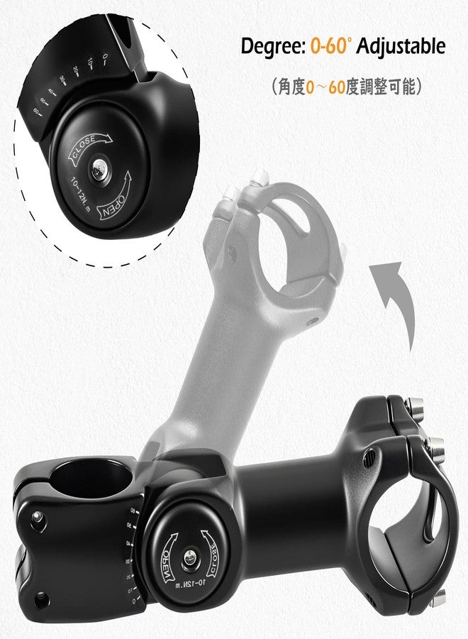 TRIWONDER Stem 25.4 31.8 90mm 110mm 130mm 60 Degree Adjustable Bike Stem Mountain Bike Stem Short Handlebar Stem Riser for Bicycle, Road Bike, MTB, BMX, Cycling (31.8 x 120mm) - Image 3