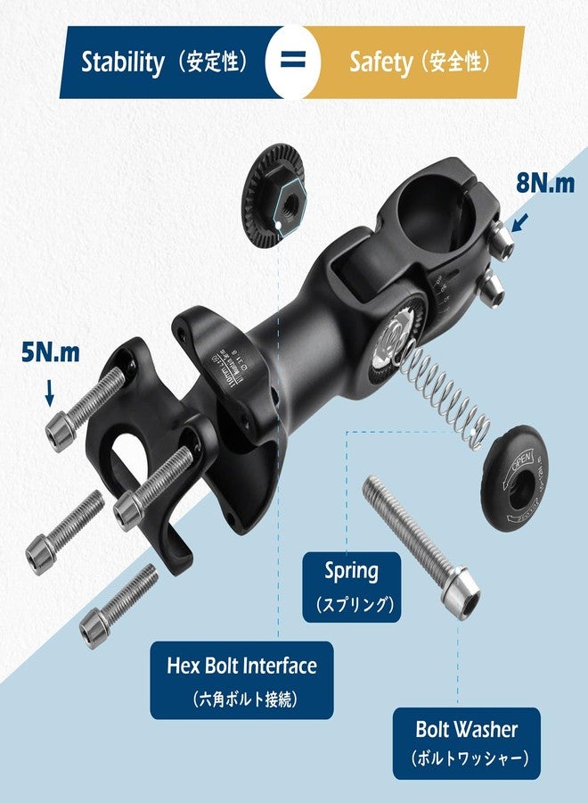 TRIWONDER Stem 25.4 31.8 90mm 110mm 130mm 60 Degree Adjustable Bike Stem Mountain Bike Stem Short Handlebar Stem Riser for Bicycle, Road Bike, MTB, BMX, Cycling (31.8 x 120mm) - Image 4