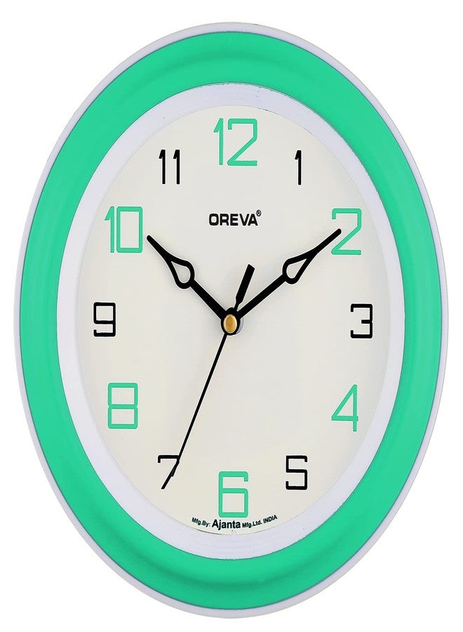 OREVA Plastic Round Shape Simple Small Wall Clock (20.5 x 4 x 20.5 cm, P Green, AQ-1217)