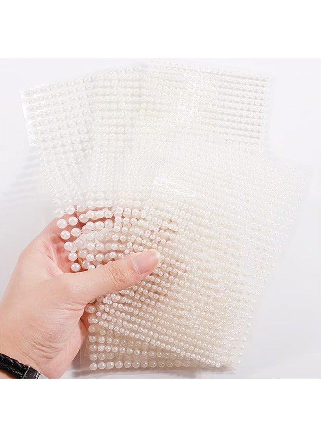 HY Pearl Makeup Rhinestone Stickers for Eyes Face Body,3D Self Adhesive White Pearl Face Jewels Eye Gems Eyeshadow Sticker,Women Nail Pearls for Nail Art Decoration,Kids DIY Craft Accessories - Image 5