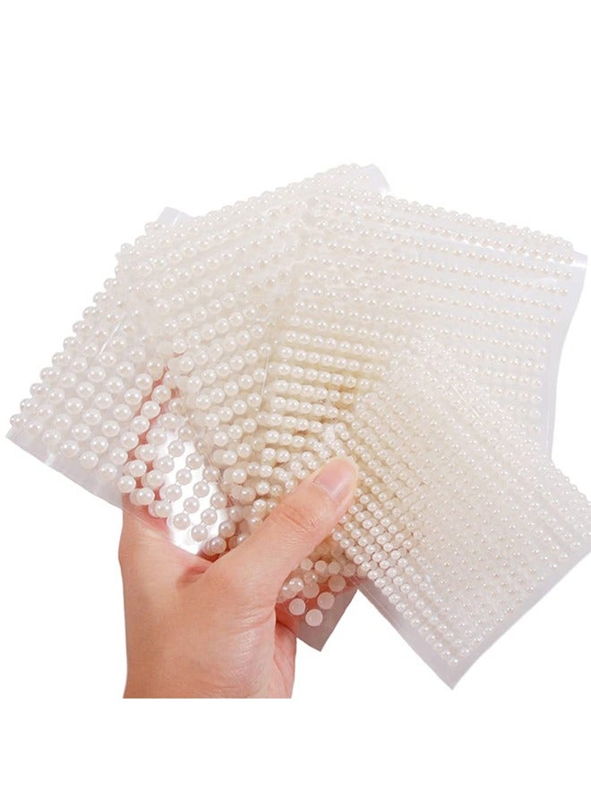 HY Pearl Makeup Rhinestone Stickers for Eyes Face Body,3D Self Adhesive White Pearl Face Jewels Eye Gems Eyeshadow Sticker,Women Nail Pearls for Nail Art Decoration,Kids DIY Craft Accessories - Image 3