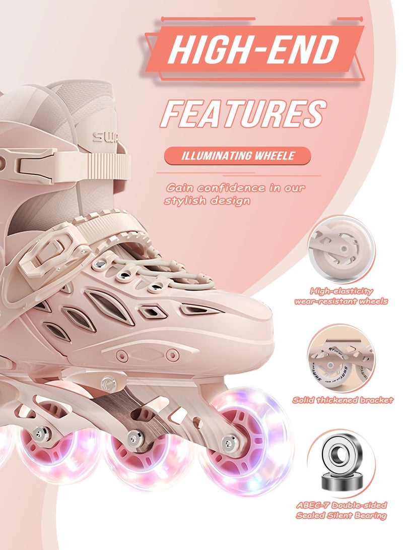 sway زلاجات أطفال قابلة للتعديل مع عجلات مضيئة، زلاجات لياقة بدنية خارجية، زلاجات قابلة للتعديل للأولاد والبنات - Image 3