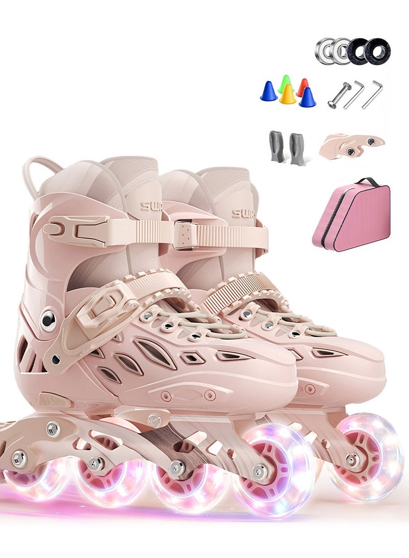 sway زلاجات أطفال قابلة للتعديل مع عجلات مضيئة، زلاجات لياقة بدنية خارجية، زلاجات قابلة للتعديل للأولاد والبنات - Image 1