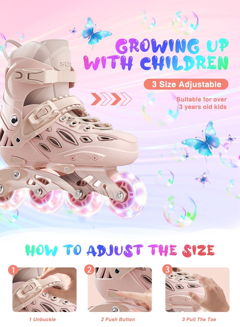 sway زلاجات أطفال قابلة للتعديل مع عجلات مضيئة، زلاجات لياقة بدنية خارجية، زلاجات قابلة للتعديل للأولاد والبنات - Image 4