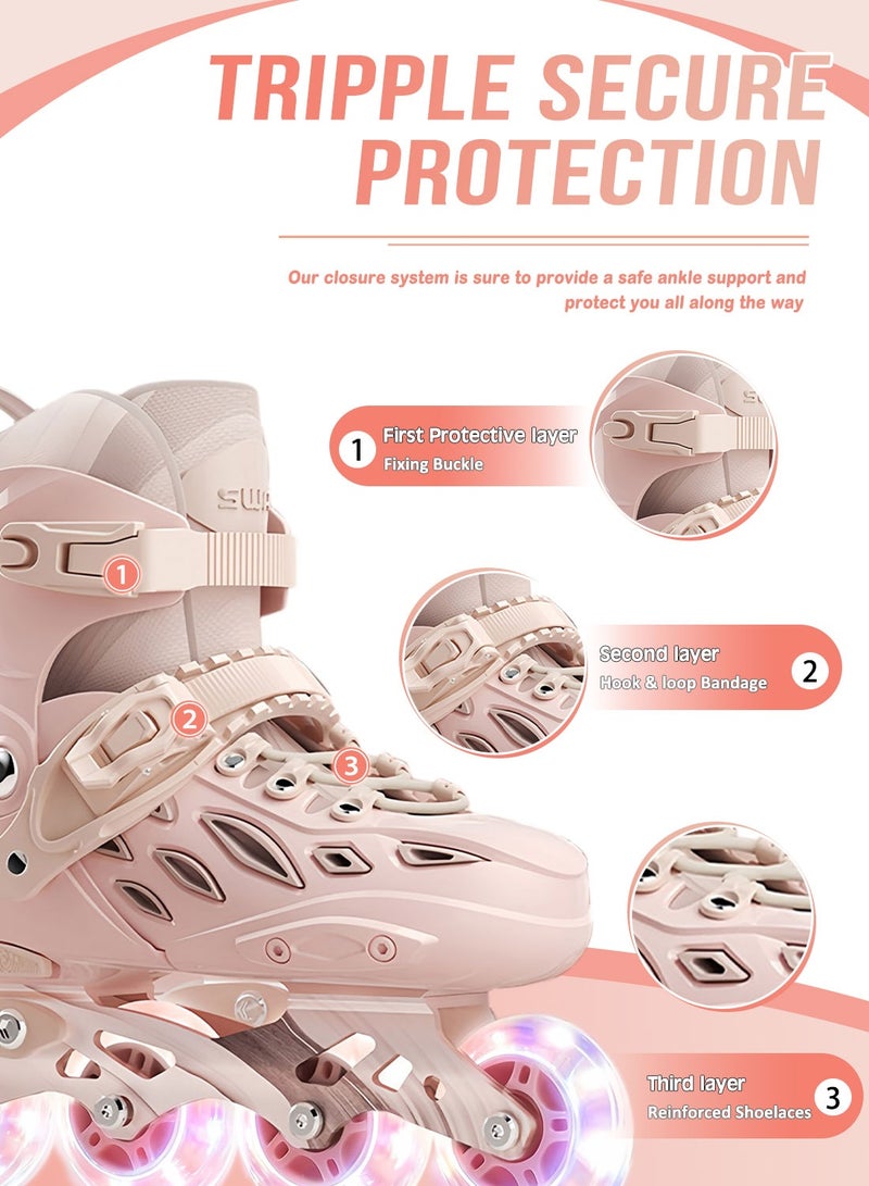 sway زلاجات أطفال قابلة للتعديل مع عجلات مضيئة، زلاجات لياقة بدنية خارجية، زلاجات قابلة للتعديل للأولاد والبنات - Image 2