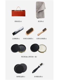 Generic Leather Shoe Polish and Brush Set - Black Colorless Shoe Cream Polish, Shoe Care and Shoe Cleaning Kit (Square Box Authentic Horsehair Brush 10-Piece Set)  - Image 4