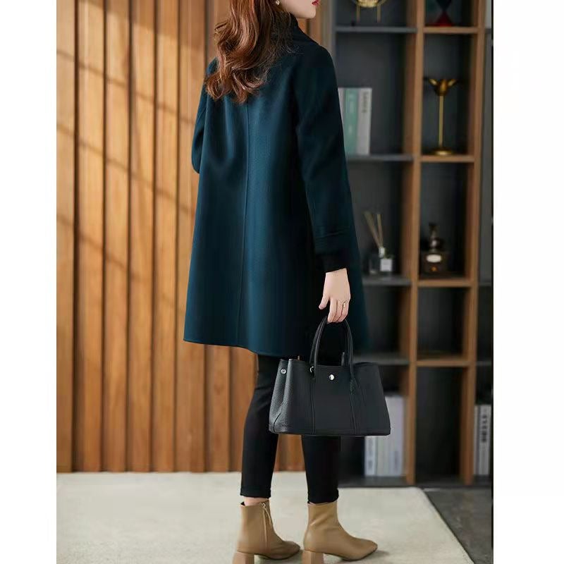 Chic Woolen Coat Womens Mid-Length Slimming Spring 2024 Purple  - Image 2
