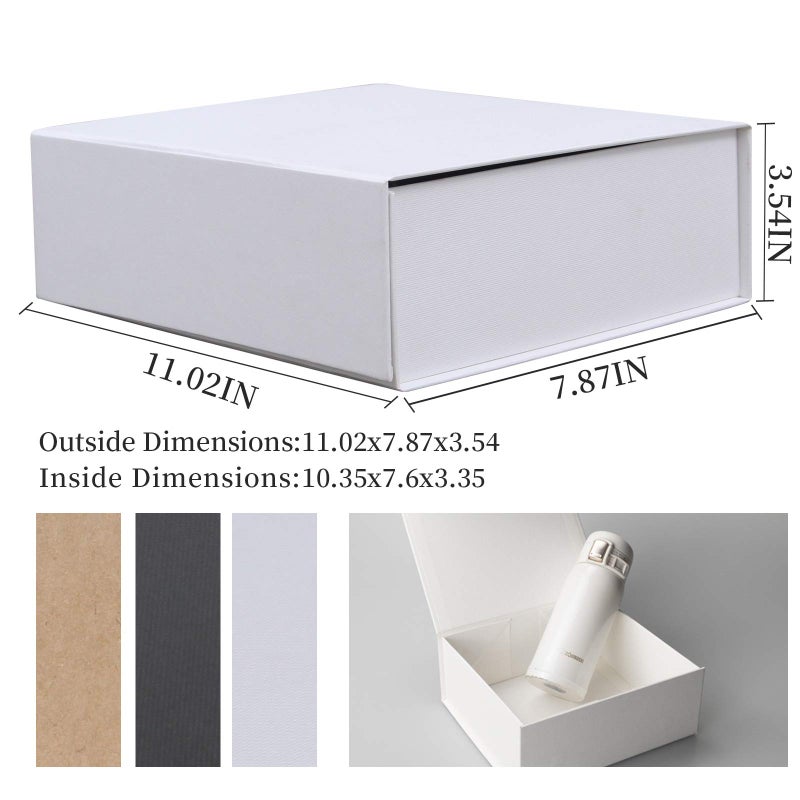 Rsgift White Gift Box 11x7.8x3.5 Wedding Gift Box with Lids Groomsman Wedding Empty Durable Storage Box with Magnetic Halloween,Christmas,Thanksgiving Day - Image 2