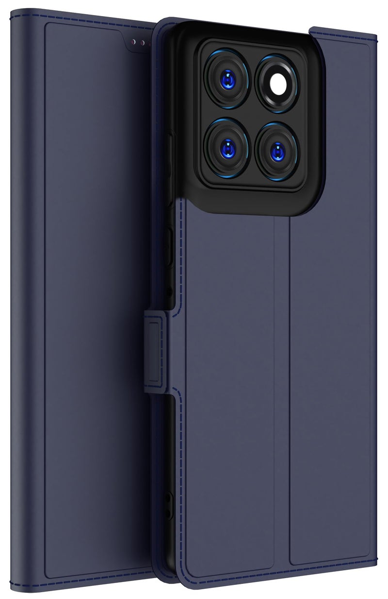 Kapa Noble Slim Magnetic Leather Flip Case Cover for Moto Edge 60 Pro | Card Holder Stand Flip Wallet Case (Blue) - Image 1