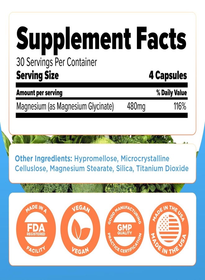 SELFevolve Magnesium Glycinate 480mg - High Absorption Magnesium Supplement Support Stress Relief, Sleep, Heart Health, Nerves, Muscles, and Metabolism, 120 Veggie Capsules, 1 Month Supply - Image 2
