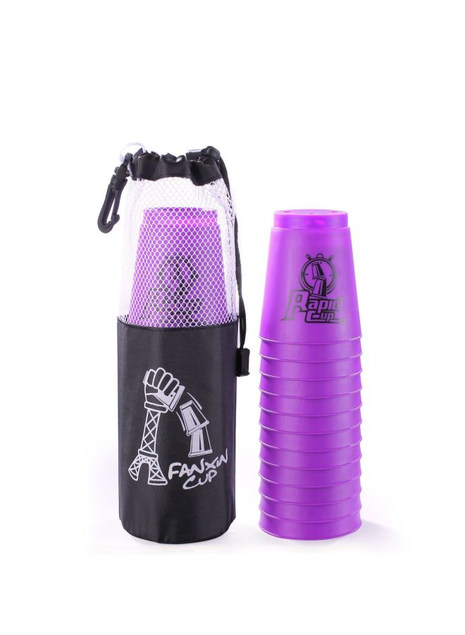 Generation Rapid Stacking Cup Competition Speed Stacking 688a Color Box Net Bag Educational Toys E-commerce-Color:Generation Cup Purple + Mesh Bag  - Image 1