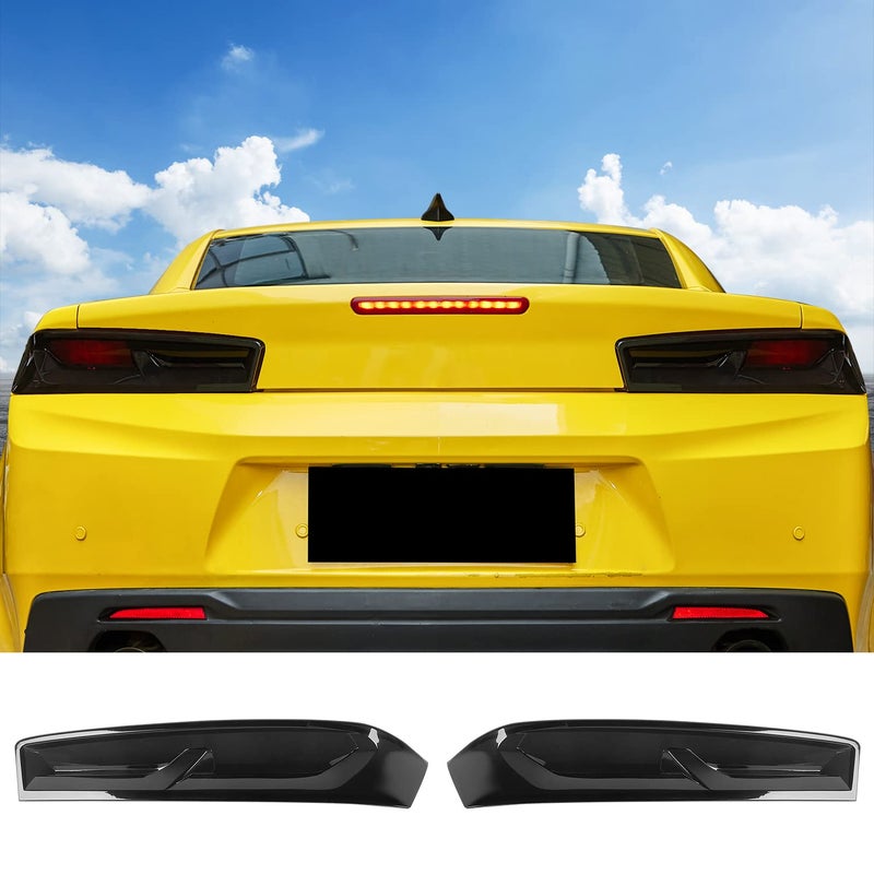 RAZPOY Tail Light Lamp Covers Smoked Rear Light Guards Compatible with 2016 2017 2018 Chevrolet Chevy Camaro Exterior Accessories ABS Smoke Black
