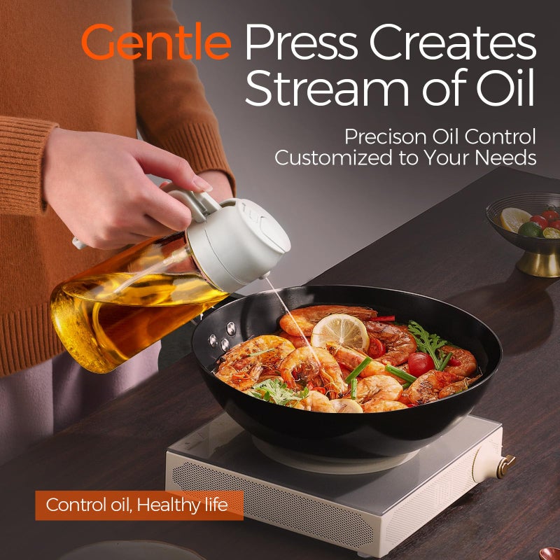 ‎YARRAMATE YARRAMATE 2Pcs 16oz/470ml 2 in 1 Oil Sprayer for Cooking with Stickers, Food-grade Glass Oil Spray Bottle, Oil Dispenser and Oil Sprayer for Kitchen, Salad, Frying, BBQ (White & Green) - Image 4