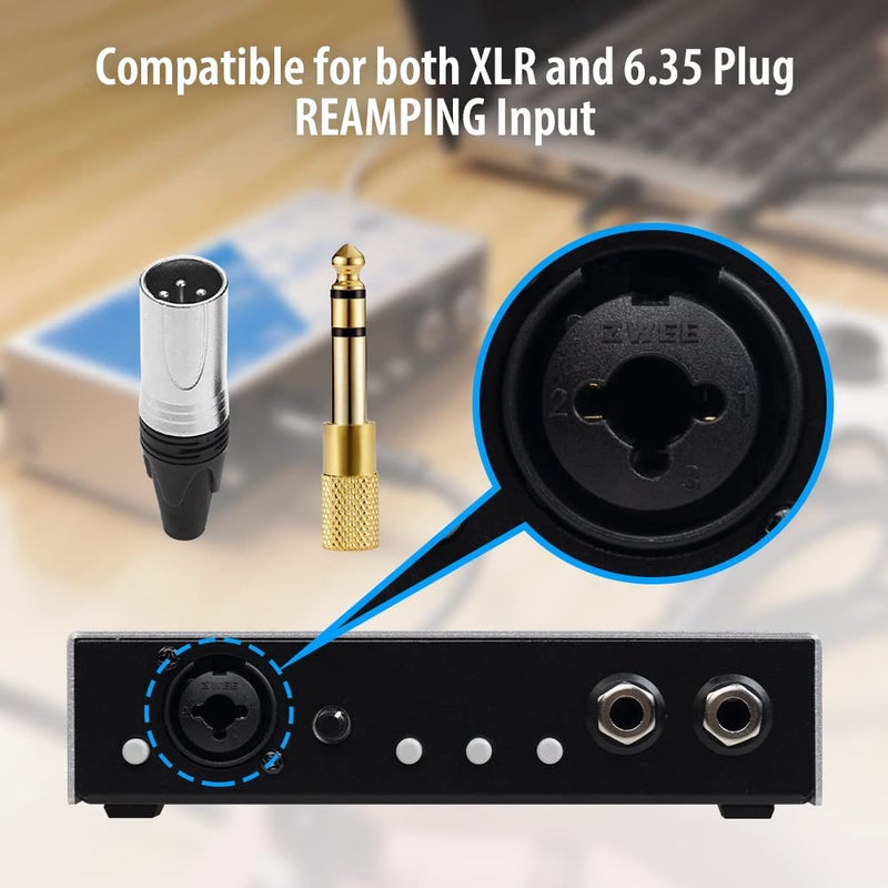 JOYO Passive Reamping and Phantom Powered Active Direct Box, Re-Amping Direct Box with 6.35mm and XLR Input 2 in 1 for Guitarist Bass Performance or Recording (JDI-48) - Image 5