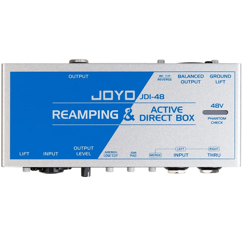 JOYO Passive Reamping and Phantom Powered Active Direct Box, Re-Amping Direct Box with 6.35mm and XLR Input 2 in 1 for Guitarist Bass Performance or Recording (JDI-48) - Image 1