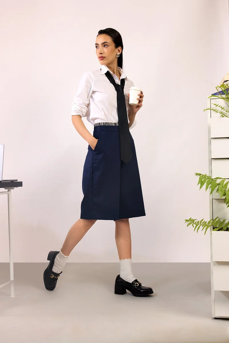 فيرجيو Solid Viscose Stretch Bermuda Shorts for Women